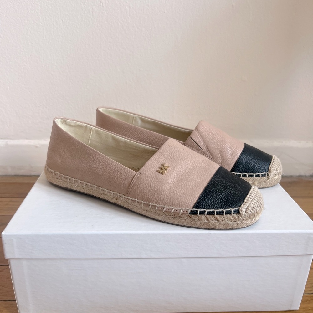 Michael Kors Espadrille Flats in Blush and Black, Size 6.5, New
